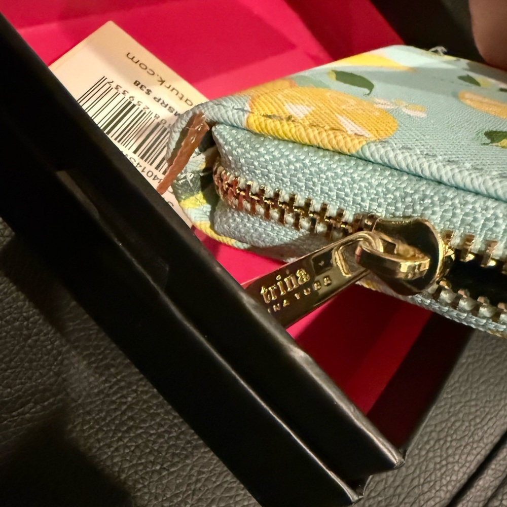 Trina Turk Lemon Print Tote bag and wallet- Blue and Yellow - Picture 7 of 16